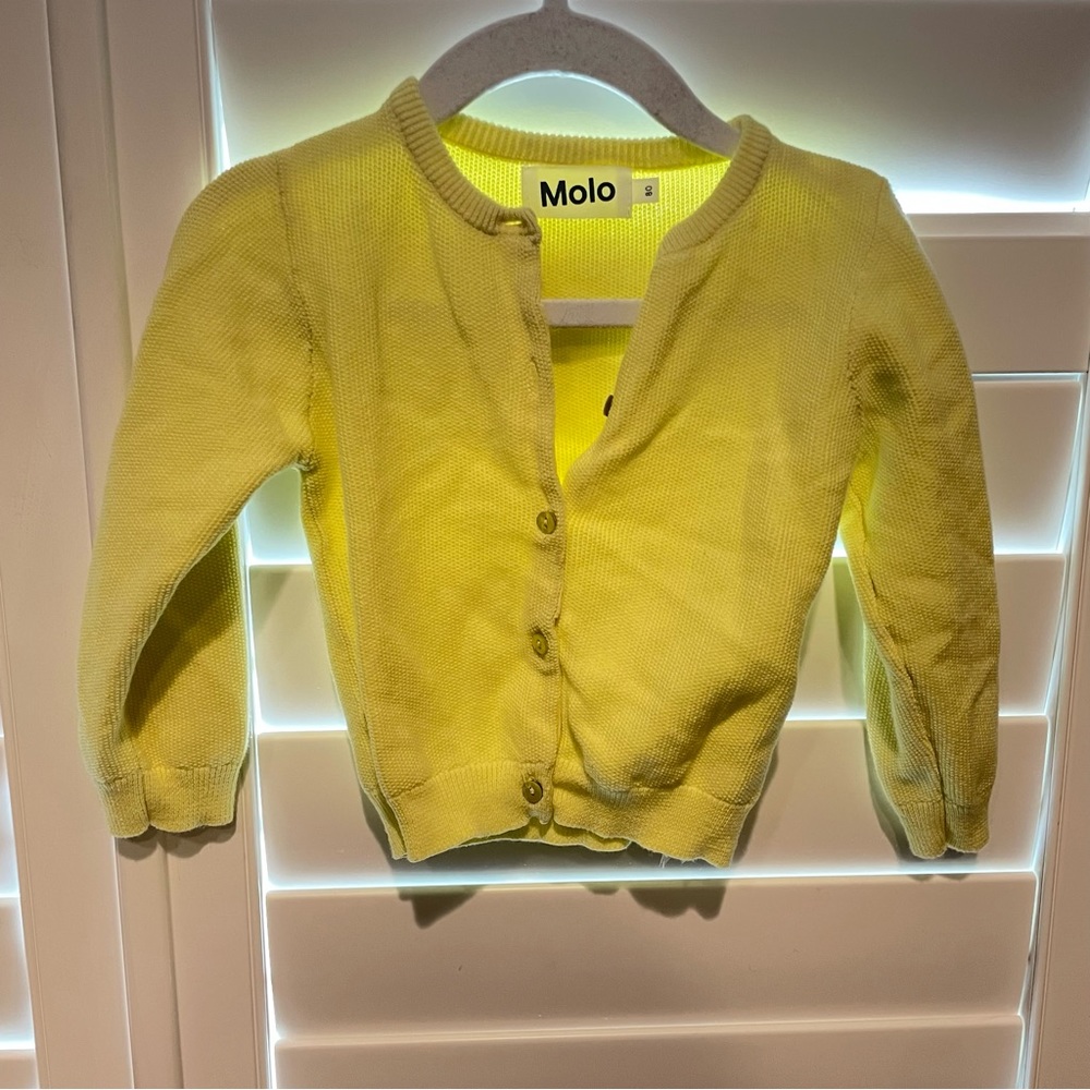 Molo Cardigan Sweater Neon Yellow Green Size 12 months